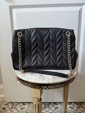 kate spade Black Quilted Chevron Chain Shoulder Bag